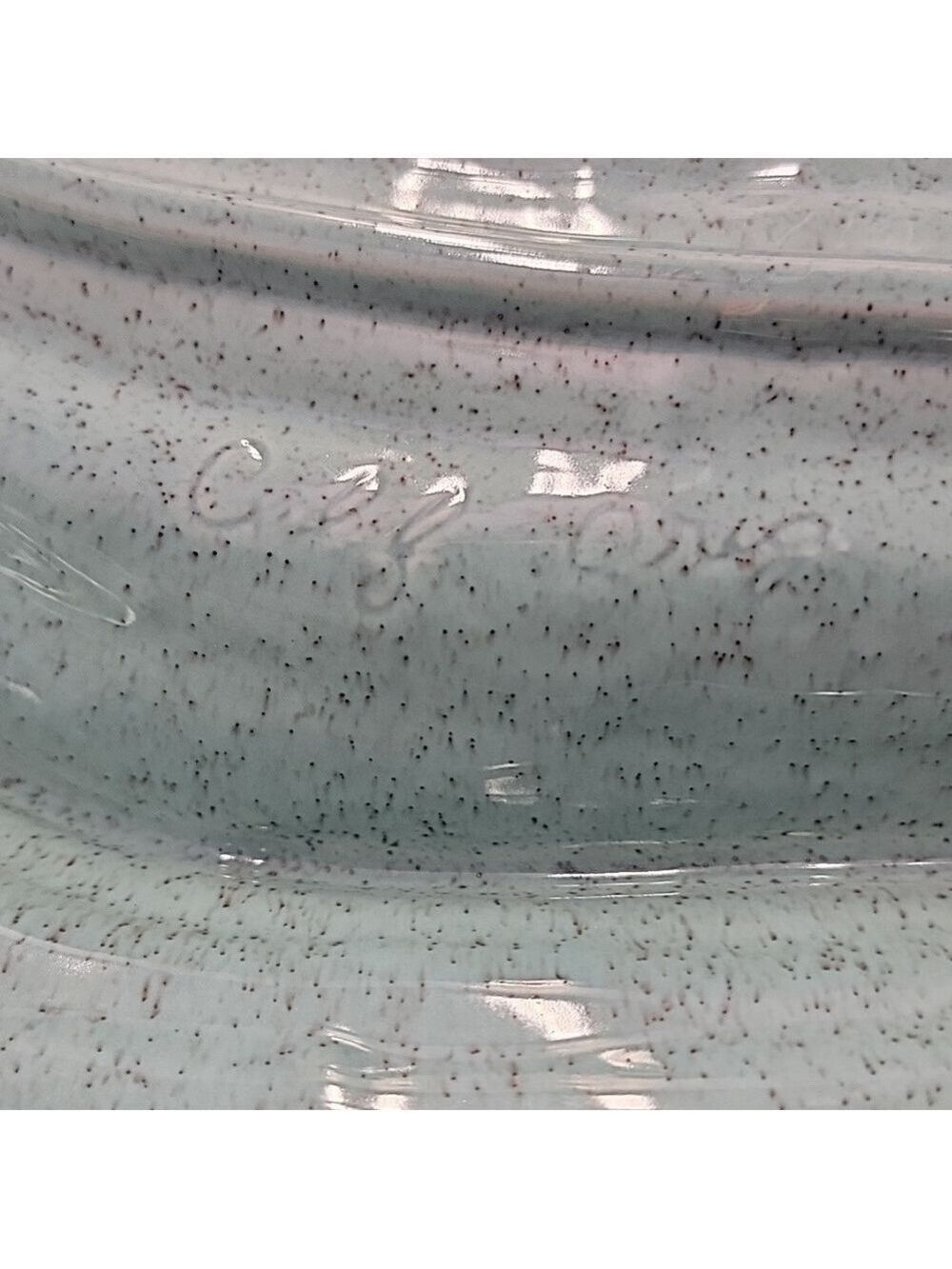 Mid Century Modern California Pottery Turquoise & Gold Leaf Divided Relish Tray - Picture 6 of 11